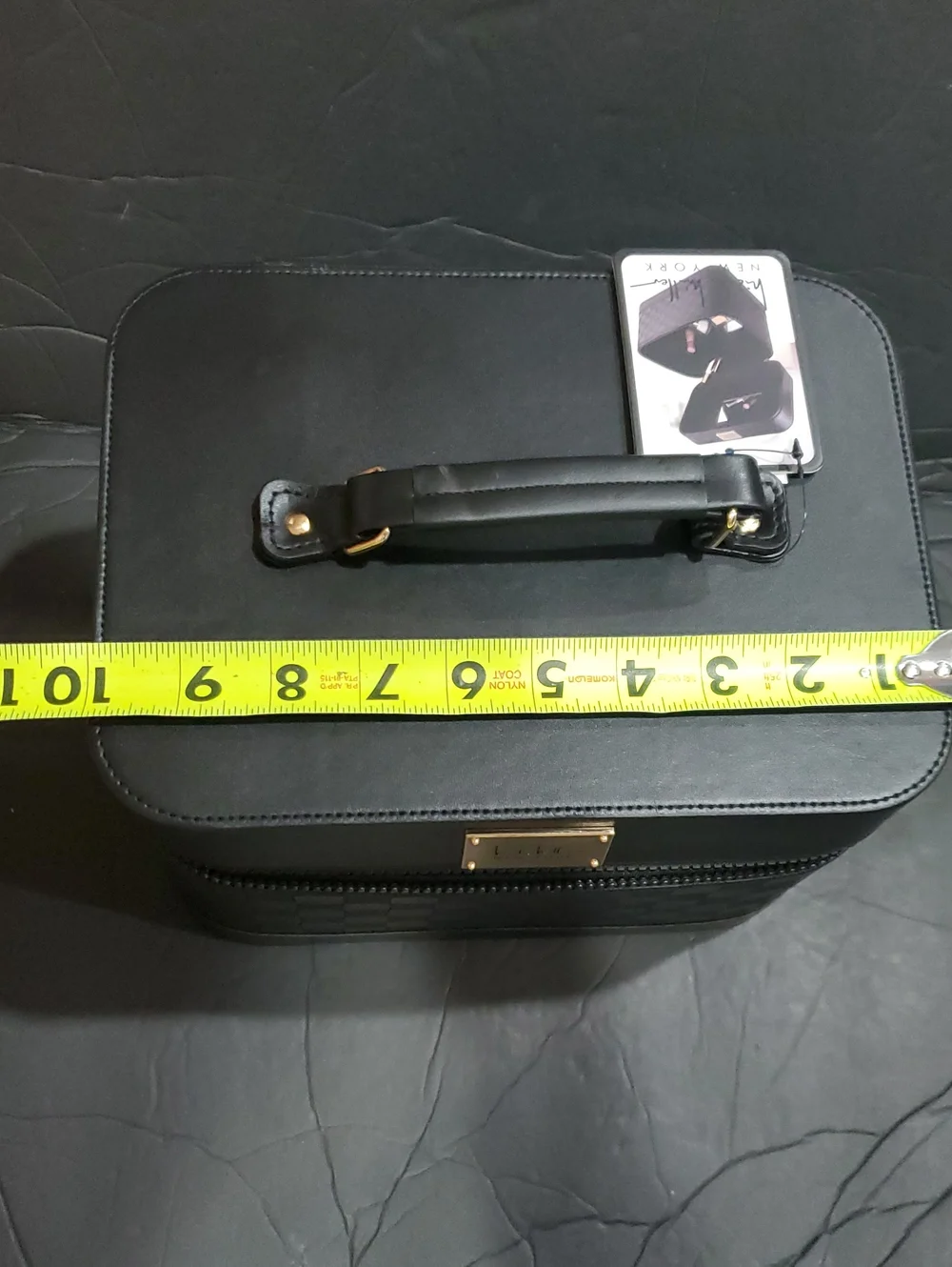 Nicole Miller black damier style large cosmetics beauty hard train case new